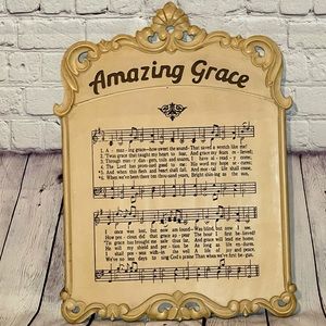 Farmhouse Boho Amazing Grace Hymnal Page Wood Wall Art Decor